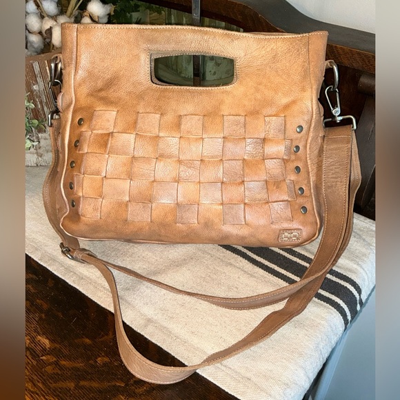 Bed Stu Handbags - Bed Stu Orchid Leather Satchel Handbag Crossbody Bag Taupe Driftwood MSRP $280